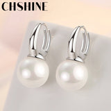 925 Silver Retro 12MM Pearl Earrings Women Wedding Party Jewelry