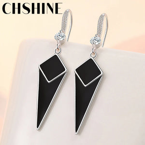 925 Sterling Silver Rhombus Earrings For Women Banquet Party