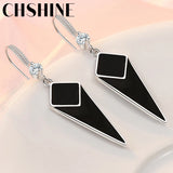 925 Sterling Silver Rhombus Earrings For Women Banquet Party