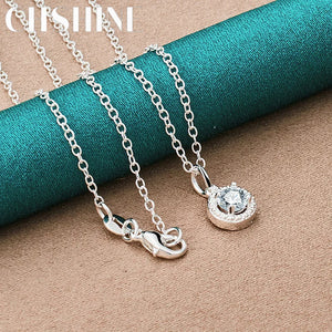 925 Silver Zircon Pendant Necklace Women