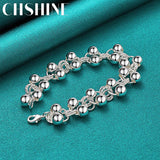 925 Silver Round Ball Beads Chain Bracelet Women Jewelry