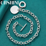 925 Silver Round Pendant Necklace Women Wedding Charm Jewelry