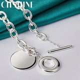 925 Silver Round Pendant Necklace Women Wedding Charm Jewelry