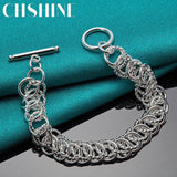 925 Silver OT Buckle Bracelet Circle Chain For Women