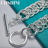 925 Silver OT Buckle Bracelet Circle Chain For Women