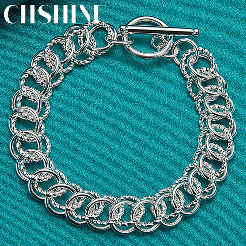 925 Silver OT Buckle Bracelet Circle Chain For Women