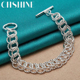 925 Silver OT Buckle Bracelet Circle Chain For Women