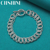925 Silver OT Buckle Bracelet Circle Chain For Women