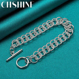 925 Silver OT Buckle Bracelet Circle Chain For Women