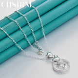 925 Silver Heart Zircon Pendant Necklace for Lady