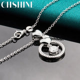 925 Silver Heart Zircon Pendant Necklace for Lady