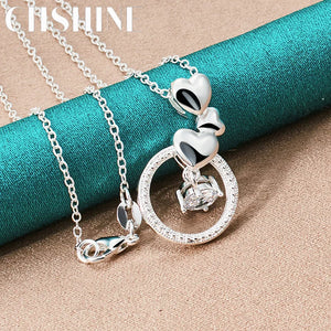 925 Silver Heart Zircon Pendant Necklace for Lady