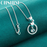 925 Silver Heart Zircon Pendant Necklace for Lady