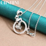 925 Silver Heart Zircon Pendant Necklace for Lady