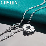 925 Sterling Silver Heart Flower Pendant Necklace 18 Inch
