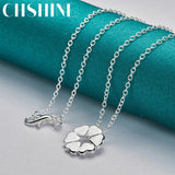 925 Sterling Silver Heart Flower Pendant Necklace 18 Inch