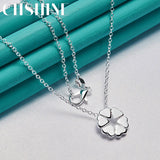 925 Sterling Silver Heart Flower Pendant Necklace 18 Inch