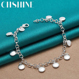 925 Silver Round Beads Chain Bracelet Women Wedding Jewelry