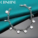 925 Silver Round Beads Chain Bracelet Women Wedding Jewelry