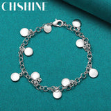 925 Silver Round Beads Chain Bracelet Women Wedding Jewelry
