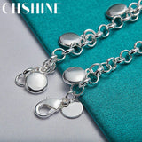925 Silver Round Beads Chain Bracelet Women Wedding Jewelry