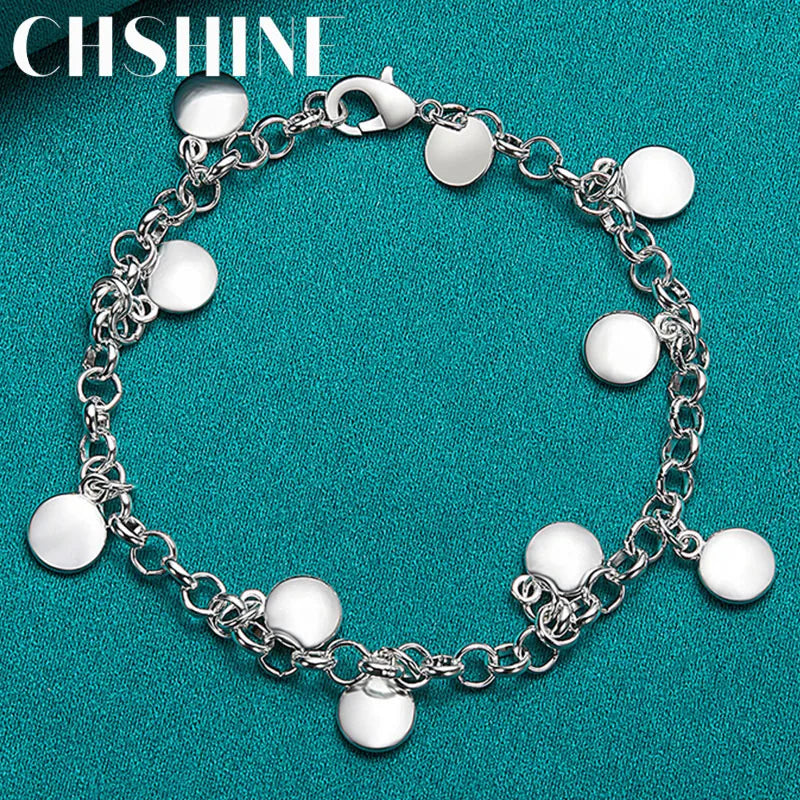 925 Silver Round Beads Chain Bracelet Women Wedding Jewelry