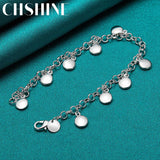 925 Silver Round Beads Chain Bracelet Women Wedding Jewelry