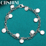 925 Silver Round Beads Chain Bracelet Women Wedding Jewelry