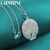 925 Silver Round Photo Frame Necklace For Women