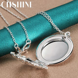 925 Silver Round Photo Frame Necklace For Women