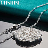 925 Silver Round Photo Frame Necklace For Women