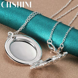925 Silver Round Photo Frame Necklace For Women