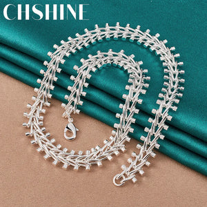 925 Silver Beads Necklace Women Men Charm Wedding Jewelry