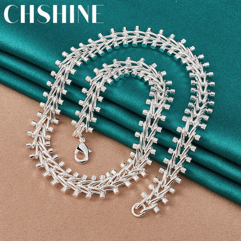 925 Silver Beads Necklace Women Men Charm Wedding Jewelry