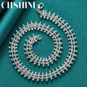 925 Silver Beads Necklace Women Men Charm Wedding Jewelry