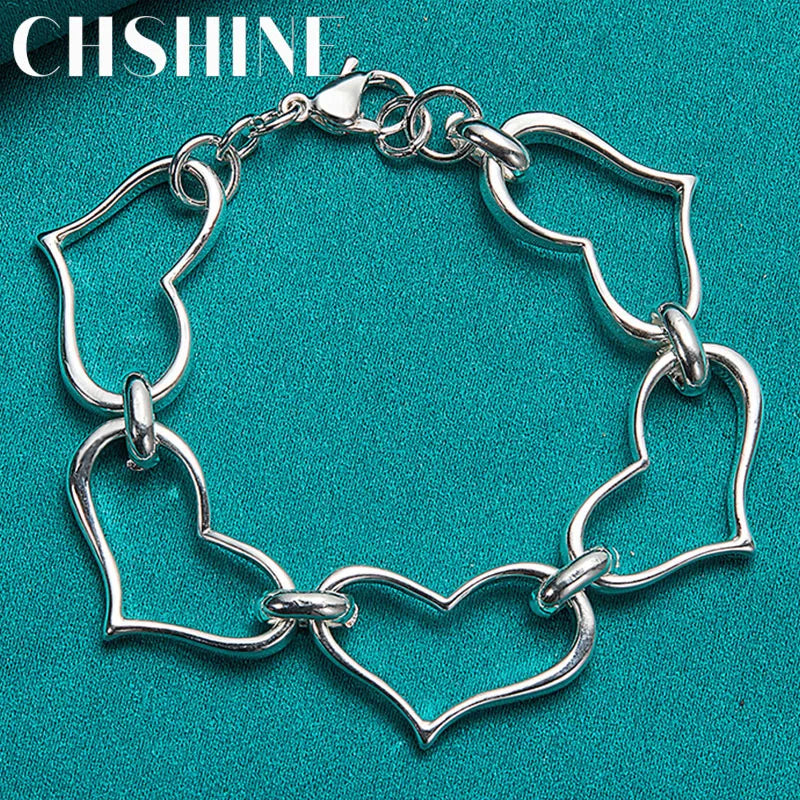 925 Silver Heart Bracelet For Women Charm Wedding Jewelry