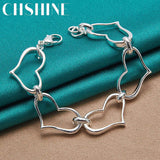 925 Silver Heart Bracelet For Women Charm Wedding Jewelry