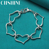 925 Silver Heart Bracelet For Women Charm Wedding Jewelry