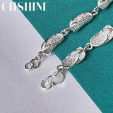 925 Sterling Silver Slipper Bracelet Chain Wedding Charm Party Jewelry