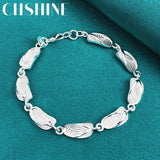 925 Sterling Silver Slipper Bracelet Chain Wedding Charm Party Jewelry