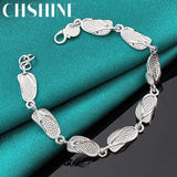 925 Sterling Silver Slipper Bracelet Chain Wedding Charm Party Jewelry