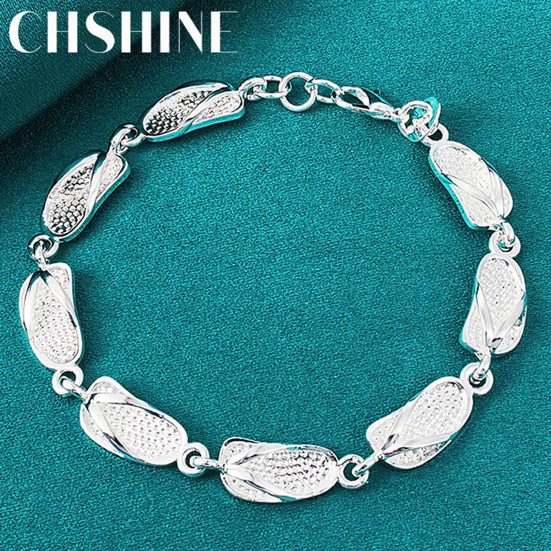 925 Sterling Silver Slipper Bracelet Chain Wedding Charm Party Jewelry