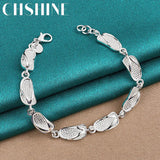 925 Sterling Silver Slipper Bracelet Chain Wedding Charm Party Jewelry