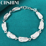 925 Sterling Silver Slipper Bracelet Chain Wedding Charm Party Jewelry