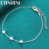925 Silver Small Square Bracelet Women Wedding Party Gift Jewelry