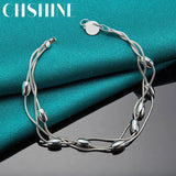 925 Sterling Silver Smooth Beads Three Snake Chain Bracelet For Women