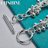 925 Sterling Silver Grape Bead Bracelet for Women