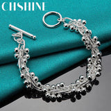 925 Sterling Silver Grape Bead Bracelet for Women