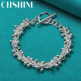 925 Sterling Silver Grape Bead Bracelet for Women