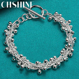 925 Sterling Silver Grape Bead Bracelet for Women